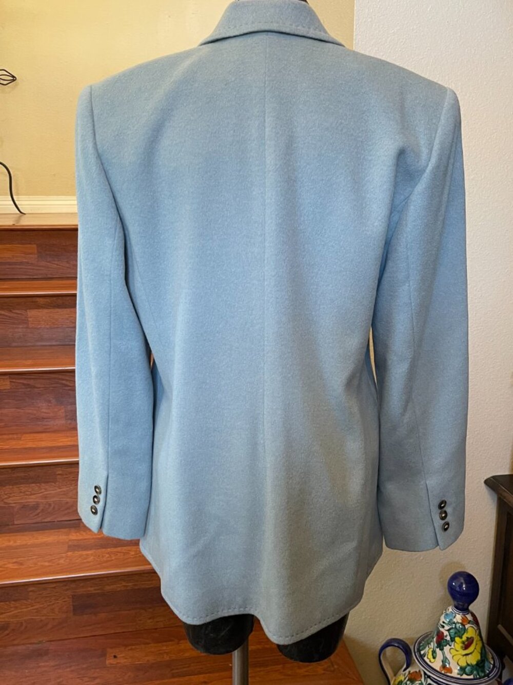VTG Company Ellen Tracy Wool Blend Size 14 Blue Blazer Jacket 1 Button Lined - Picture 3 of 11